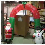 KOOY 8FT Christmas Inflatable Santa Snowman Arch Outdoor Decorations Blow up Yard Decoration,LED Lights for Christmas Party Holiday Xmas,Outdoor Lawn Winter DÃ©cor Christmas Decoration