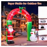 KOOY 8FT Christmas Inflatable Santa Snowman Arch Outdoor Decorations Blow up Yard Decoration,LED Lights for Christmas Party Holiday Xmas,Outdoor Lawn Winter DÃ©cor Christmas Decoration