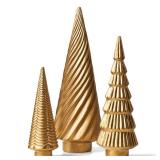 FACTORY SEALED - Spiral Resin Christmas Tree Decorations, 3 PCS Tabletop Small Christmas Trees for Desk Decor, Small Fake Christmas Tree, Gold Home Decor, Xmas Table Centerpieces Winter Mantel Dec