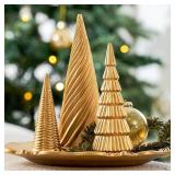 FACTORY SEALED - Spiral Resin Christmas Tree Decorations, 3 PCS Tabletop Small Christmas Trees for Desk Decor, Small Fake Christmas Tree, Gold Home Decor, Xmas Table Centerpieces Winter Mantel Dec