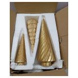FACTORY SEALED - Spiral Resin Christmas Tree Decorations, 3 PCS Tabletop Small Christmas Trees for Desk Decor, Small Fake Christmas Tree, Gold Home Decor, Xmas Table Centerpieces Winter Mantel Dec