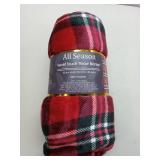 APPEARS NEW - All Season Velvet Touch Throw Blanket 50 x 60 Inches, Plaid Red/Grey Blanket for Bed, Couch, Car