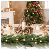 APPEARS NEW - HOHOTIME 9ft Christmas Norfolk Garland with Lights, Artificial Prelit Green Pine Garland for Mantle Xmas Decor, Christmas Decorations for Stairs Railing Fireplace Window Indoor Outdoor