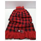 KYEESE Christmas Dog Sweater Dress for Medium Dogs with Leash Hole Classi Checkered Pet Sweaters Dog Christmas Outfit with BowtieTurtleneck Dogs Apparel for Winter, XXXL