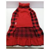 KYEESE Christmas Dog Sweater Dress for Medium Dogs with Leash Hole Classi Checkered Pet Sweaters Dog Christmas Outfit with BowtieTurtleneck Dogs Apparel for Winter, XXXL