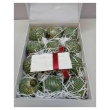 APPEARS NEW - Jondciv 12PCS Rustic Green Christmas Ball Ornaments, 3.15 Vintage Farmhouse Hanging Ornaments for Christmas Trees, Parties, Weddings and Home Decor