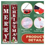 APPEARS NEW - 71 x 12 Inches Merry Christmas Lighted Banner for Doorway Porch Yard, Festive Xmas Holiday Theme Decor Outdoor Indoor Front Door Wall Welcome Hanging LED Banner Door Sign Decorations Par
