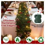 APPEARS NEW - 9FT Christmas Garland with Lights, Pre-Lit Lighted Christmas Decorations for Mantle Fireplace Table Stairs Winter Indoor Outdoor Xmas Home Decor,Realistic Cedar Pine Garlands with Pineco