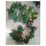 APPEARS NEW - 9FT Christmas Garland with Lights, Pre-Lit Lighted Christmas Decorations for Mantle Fireplace Table Stairs Winter Indoor Outdoor Xmas Home Decor,Realistic Cedar Pine Garlands with Pineco