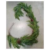 APPEARS NEW - 1 Pack 6FT Real Touch Christmas Garland with Pine Cone Artificial Realistic Faux Green Cedar Pine Garland,Thick and Lush, Lifelike Cedar Garland for Fireplace Indoor Outdoor Holiday Part