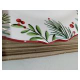 Bico Santa On The Way Scalloped Salad Plates Set of 4, 8.75 Inch Ceramic Dessert Plates for Salad, Appetizer, Side Dishes, Microwave and Dishwasher Safe, Gift for Housewarming and Christmas. (One has 