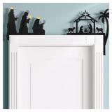 APPEARS NEW - RattanView 2 Pcs 2025 Christmas Door Topper Jesus Nativity Scene Top Frame Decoration Christian Front Door Corner Sign Home Wooden Xmas Party Ornament Table Decor Props Gift for Wall Win