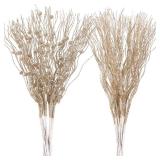 APPEARS NEW - Sggvecsy 20 Pack Artificial Glitter Berry Stem Ornaments 17 Inches Fake Christmas Picks Decorative Glitter Sticks for Christmas Tree DIY Wreath Crafts Gift Fireplace Holiday Home Decor (