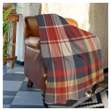 FACTORY SEALED - Batmerry Red Blue Abstract Plaid Throw Blanket for Couch Sofa Bed,Tartan Plaids Traditional Beige Super Soft Warm Fuzzy Plush Blankets Decor Lightweight Cozy Travel Camping Blanket 60