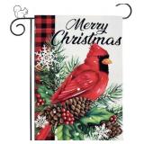 APPEARS NEW - Merry Christmas Bird Garden Flag, Double Sided 28x40 Inch Seasonal Yard Outside Porch, High-Density Imitation Linen Garden Decoration/Mockingbird