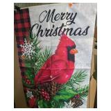 APPEARS NEW - Merry Christmas Bird Garden Flag, Double Sided 28x40 Inch Seasonal Yard Outside Porch, High-Density Imitation Linen Garden Decoration/Mockingbird