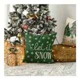 APPEARS NEW - Christmas Throw Pillow Covers Merry Christmas Tree Motto Green Pillow Cover Cushion Cover Sofa Decoration Pillowcase (inside dimension:16x16") designs may vary