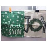 APPEARS NEW - Christmas Throw Pillow Covers Merry Christmas Tree Motto Green Pillow Cover Cushion Cover Sofa Decoration Pillowcase (inside dimension:16x16") designs may vary