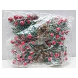 FACTORY SEALED - WSFSLJWDW 10PCS Christmas Berries Red Stems Evergreen Pine Branches, Snow Flocked Red Holly Berry Pine Cone Floral Sprays Decoration,Winter Holiday Floral Picks (10PCS)