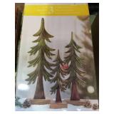 FACTORY SEALED - Decorative Wooden Enamel Pine Tree Set