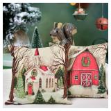 FACTORY SEALED - Hlonon Christmas Decorations Christmas Pillow Covers 18 x 18 Inches Set of 4 - Xmas Series Cushion Pillow Cover Custom Zippered Square Pillowcase