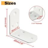 Alise 4Pcs Stainless Steel L Brackets for Shelves White, Small Floating Shelf Brackets, 90 Degree Right Angle Bracket, Heavy Duty Metal L Bracket Corner Brackets for Wood Furniture (2.56X2.56 in)