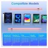 Stylus for Apple iPad Pencil(5X Faster Charge & More Tips), Pencil for Apple iPad Compatible with iPad 6-10th Gen, iPad Air 3-5, iPad mini 5/6, iPad Pro 11\"/12.9\", Double Tap Turn On/Off - Pink