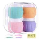 Travel Containers for Toiletries, GLAMFIELDS TSA Approved 1.7oz 50ml Travel Size Silicone Cream Jars BPA Free, Leak-proof Travel Essentials with Lid for Cosmetic Face Hand Body Cream Macaron (4 Pack)