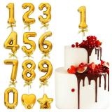 BEISHIDA 3D Number Cake Topper Gold 1 Numbers Happy Birthday Cake Topper 1st 10th 21st 30th 40th 50th Birthday Cake Toppers for Party Wedding Anniversary Decorations