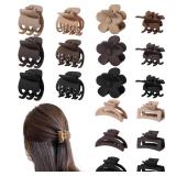 Drnytunk 18 Pcs Small Hair Clips Set, Various Styles Butterfly & Flower Claw Clips for Thick & Thin Hair, Neutral