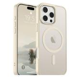 SUPFINE Magnetic for iPhone 16 Pro Case (Compatible with MagSafe) (Military Grade Drop Protection) Slim Translucent Matte Shockproof with Anti-Fingerprint Phone Case,Antique White