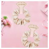 New Smooth linen Satin Bridesmaid Scrunchies  Proposal Gifts Elastics Hair Ties Scrunchies Bachelorette Party Favors Satin Bridesmaid Gift for Bridal Wedding Parties guests (Smooth Champagne)