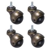 uxcell 2 Inch Ball Caster Wheels, 4pcs Threaded Stem Caster 360 Degree Rotatable Caster Wheels for Furniture, Bronze Tone