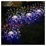 PXBNIUYA 4 Pack 175 LED Solar Garden Light for Yard,Firework Lights Outdoor Waterproof with 2 Modes Twinkling Light, Sparkly Starburst Lights for Wedding Walkway Halloween Christmas Decor(Colorful)