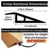 1/2\" to 3/5\" Height Threshold Ramp - Rubber Threshold, Floor Transition Strip, Door Strip, Wheelchair Ramp, Carpet to Tile Strip (Light Brown Coffee, 40 inches)