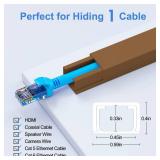 Yecaye Brown Cord Hider, One-Cord Channel Cord Cover on Wall, Cable Management Kit, Wire Covers for Cords, Cable Raceway,W0.59in H0.4in, Brown