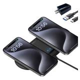 Wireless Charging Pad, 30W Dual Wireless Charging Pad Compatible with iPhone 15 14 13 12 XR,Galaxy S24 S23 S22 S10,Google Pixel 8 7 6,for AirPods Pro 3 2,Galaxy Buds and More.(Adapter Included)