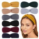 XTREND 8 Pcs Headbands for Women Twist Cross Knotted Elastic Head Bands Non Slip Yoga Workout Soft Solid Color Head Band Simple Versatile Hair Accessory Headband