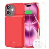 GIN FOXI Battery Case for iPhone 16 Plus, Fast Charging Case Charger 8500mAh Ultra-Slim Lightweight 15W Battery Pack Rechargeable Anti-Fall TPU Juice Box for iPhone 16 Plus Charging Case(6.7\") Black