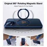 TORRAS Upgraded 360 Rotatable Magnetic Ring for iPhone 15 Pro Max Case, Fit for MagSafe with Stand Ring Holder, 16FT Mil-Grade Shockproof Translucent for iPhone 15 Pro Max Phone Case Ostand, Blue