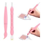 WJCJTJL Ergonomic Vacuum Diamond Painting Pen Replacement Pen â 2-Pack Vacuum Diamond Art Pens with Straight & Angled Tips, Lightweight & Comfortable Grip for Long Crafting Sessions (Pink)