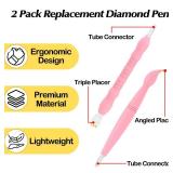 WJCJTJL Ergonomic Vacuum Diamond Painting Pen Replacement Pen â 2-Pack Vacuum Diamond Art Pens with Straight & Angled Tips, Lightweight & Comfortable Grip for Long Crafting Sessions (Pink)