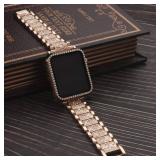 Mesime Compatible for Apple Watch Band with Screen Protector Case, Jewelry Replacement Bands 46mm 45mm 44mm 42mm 41mm 40 mm 38mm 2 Pack Protective Cover for iWatch Series 11/10/9/8/7/6/5/4/3/2/1/SE Wo