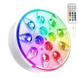 VICHTOP Rechargeable Pool Lights - 1 Pack, IP68 Waterproof Submersible LED Pool Lights with Remote, Pool Decor Light Accessories for Inground Pools, Above Ground Pools, Party Decoration