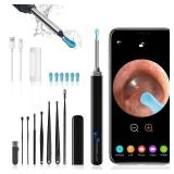 Ear Wax Removal,Ear Wax Cleaner with Camera,Earwax Removal Tool, with 8 Ears, Earwax Cleaning kit 1080P HD Otoscope - Ear Camera with 6 Ear Scoops - Otoscope Ear Pick for iOS and Android Black