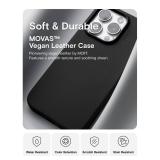 MOFT Designed for iPhone 14 Pro Max Case, MOVAS Vegan Leather Soft & Smooth & Anti-Scratch Protective Phone Case, Compatible with MagSafe, Fine Fiber Lining, Lifted Camera Ring, Jet Black