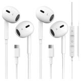 2 Packs USB C Headphones for iPhone 17/16/15 Pro Max Plus Type C Earphones with Microphone & Remote Noise Cancelling Earbuds for iPhone 17/16/15 Pro, iPad, Galaxy S23/S22/S21/S20/Ultra Note 10/20