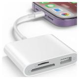 SZHAIYIJIN SD Card Reader for iPhone, Memory Card Reader with USB Camera Adapter Plug and Play Trail Game Camera Viewer Supports SD and TF Card MicroSD Card Adapter for iPad No App Required