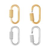 Pandahall 4Pcs Stainless Steel Jewelry Carabiner Clasps Screw Carabiner Lock Charms Clasp 2 Colors Oval Necklace Clip for DIY Keychain Jewelry Making, 22x11x4mm
