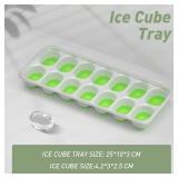 ChefAide Ice Cube Tray with Lid, 2 Packs 28 Cubes Durable Stackable Ice Cube Trays for Freezer with Removable Lids, Easy-Release Plastic & Silicone Ice Tray for Cocktail, Coffee